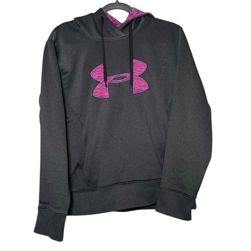 Under Armour Large Hoodie Sweatshirt Top UA Sweaters Pink Grey Casual Athleisure - Picture 3 of 11
